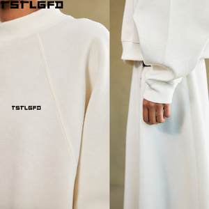 Sudadera personalizada de cuello simulado y manga raglán para mujer, gris jaspeado, de forro polar oversize con manga voluminosa, venta al por mayor - Product Image 5
