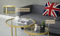 Ensemble table basse moderne avec dessus en verre Tables nid en métal doré Mobilier d'extérieur polyvalent pour la salle à manger et la cuisine pour la maison le salon la chambre à coucher