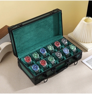 Boîte à <span class=keywords><strong>montres</strong></span> <span class=keywords><strong>de</strong></span> luxe en alliage d'aluminium 12 fentes, <span class=keywords><strong>rangement</strong></span>, organisateur, présentoir, montre <span class=keywords><strong>de</strong></span> voyage, bracelets, boîte cadeau - Product Image 5