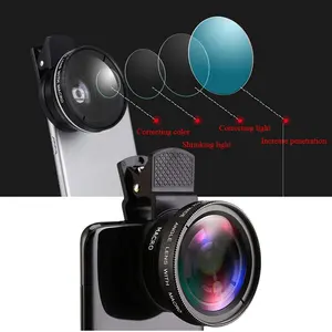 Kit obiettivo telefono 0.45x obiettivo Super grandangolare e 12.5x Super Macro per iPhone obiettivo fotocamera per telefono cellulare Android