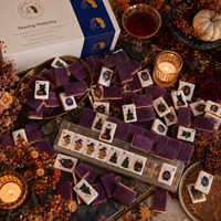 Coffret Cadeau Mahjong Américain d'Halloween, Acrylique Trois Couches, Tuiles Thème Maison Hantée, Sorcière, Chat, Monstre, 168 Tuiles, Vente en Gros