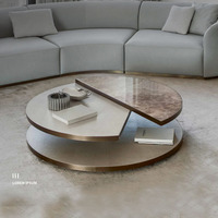Table basse ronde en marbre durable pour salon Mobilier de maison de haute qualité avec matériau métallique en vente