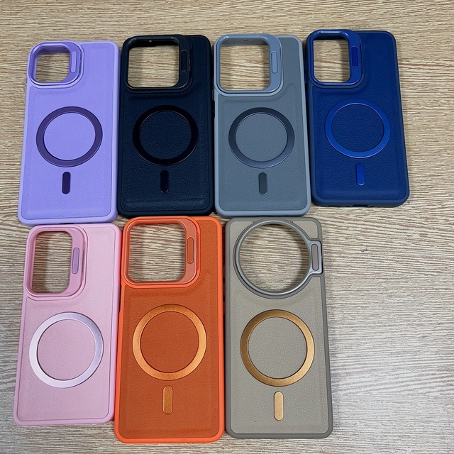 Business Magnetic Leather Phone Case for iPhone 18 Pro Max for Moto Samsung OPPO Honor Redmi Tecno Lens Bracket Protection Cover