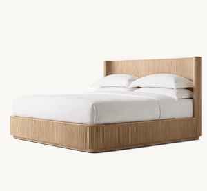 Новый дизайн, популярная тканевая кровать для спальни, деревянная кровать из дуба, ручной работы - Product Image 2