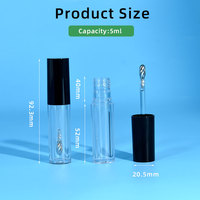 Nuevo logotipo personalizado 6ml Pink White Top Big Wand Lip Gloss Packaging Lipgloss Wand Tubes con aplicador de metal