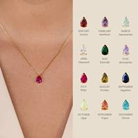Collier pendentif en zircon en forme de larme, pierre de naissance colorée, en acier inoxydable plaqué or 18 carats, bijoux imperméables pour femmes