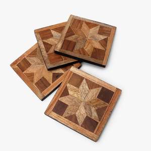Export Quality Artisan Acacia Wooden Coaster <b>Set</b> for Coffee Tea & <b>Beverage</b> <b>Serving</b> Available At Export Quality And Price - Product Image 3