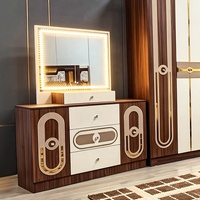 Ensemble de Meubles de Chambre à Coucher Luxueux Classique Complet en Bois Double Cadre avec Rangement pour Maison Moderne, Style Villa Royale Blanche, Taille King