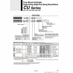 Cylindre à montage libre SMC Pneumatics CDU16-10S pièce pneumatique - Product Image 1
