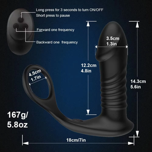 <b>Silicone</b> <b>Waterproof</b> Eco-Friendly Telescopic Prostate Massager Dildo Men's Remote Controlled Anal Vibrating Cock Ring Sex Toy - Product Image 3