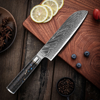 Couteau de cuisine japonais en acier Damas KEENHOPE, cœur VG10, couteau Santoku de 7 pouces, manche en résine composite et fibre de carbone