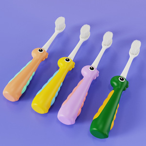 Haoniu Brosse à dents pour enfants, thème dinosaure, poils doux, petite tête, brosse à dents manuelle pour enfants de 3 à 6 à 12 ans - Product Image 4