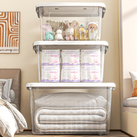 Boîte de rangement en plastique transparent robuste avec couvercle, vente en gros, capacité de 6L à 140L, conteneur empilable transparent, bac de rangement, boîte de transport