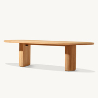 Table Ronde de Style Moderne Simple, Meubles Adaptés aux Restaurants ou aux Salles à Manger Extérieures, Fabriquée en Bois de Teck Durable
