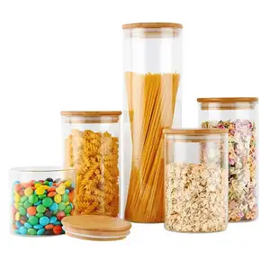 Glass Jars Set of Airtight Glass Containers with Lids Kitchen Storage Jars for Tea and Spices Reusable