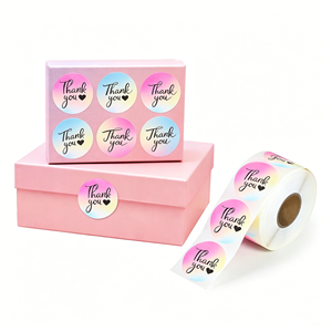 Gradient-<b>coloured</b> round 60mm heat-seal label <b>rolls</b>; round <b>coloured</b> stickers; thank you packaging stickers - Product Image 4