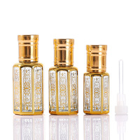 Bouteille d'huile essentielle octogonale du Moyen-Orient à marquage à chaud en gros, flacon de parfum à bille 3/6/10/12ml, bouteille en verre vide portable