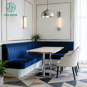 Ensemble de mobilier de luxe <span class=keywords><strong>l</strong></span>éger : Table carrée en marbre, banquette en velours en forme de <span class=keywords><strong>L</strong></span> pour café et restaurant, table et chaises - Product Image 1