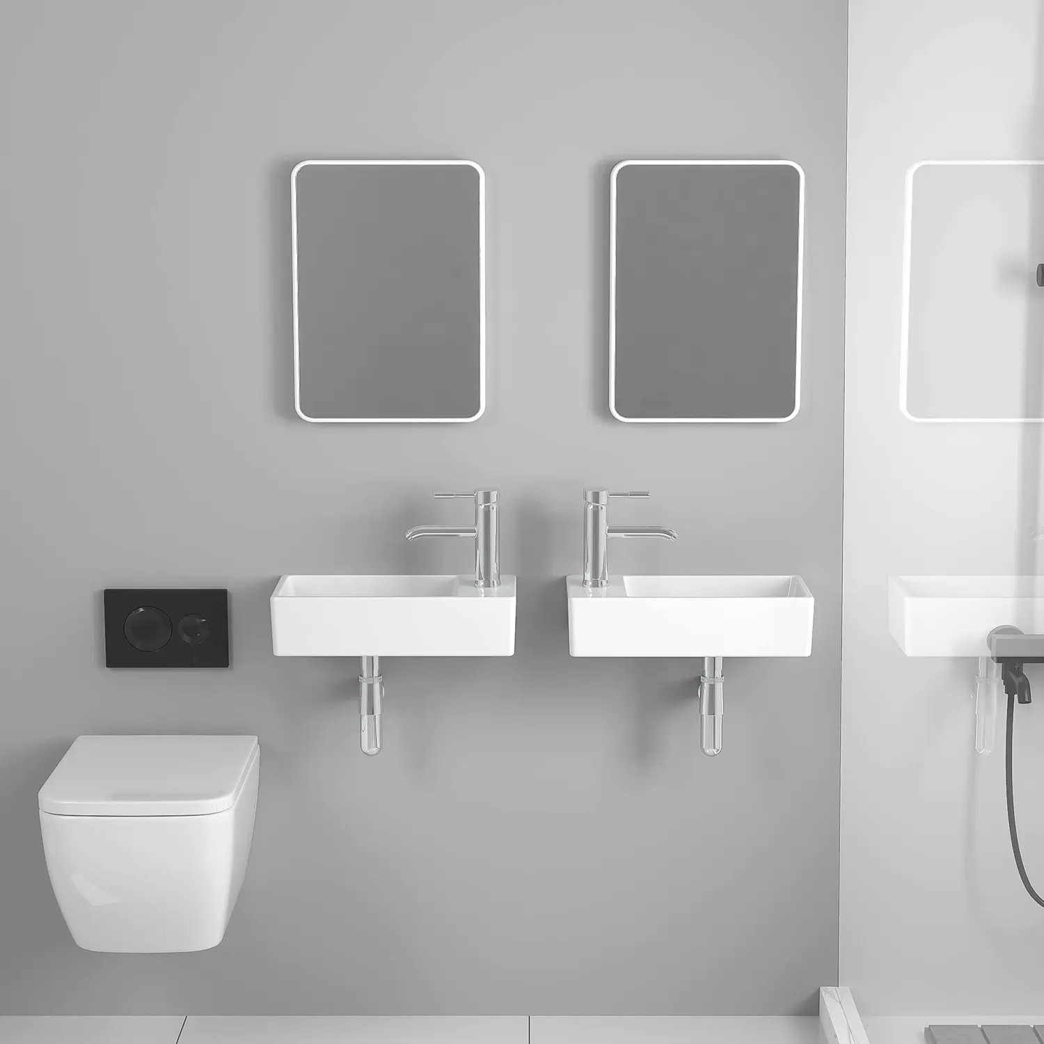 Modern Rectangular Bathroom Sinks Small Save Space Mini Size Corner Basin White Ceramic Wall Hung Wash Basins