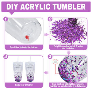 Op Maat Gemaakte Plastic Dubbele Wand 24Oz Acryl Sneeuwbol Tuimelaar Met Stro En Plug - Product Image 3