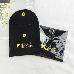 Bolsa de Embalaje de Joyería de Terciopelo Negro de Lujo con Cierre de Broche, Bolsa de Microfibra con Logotipo Personalizado - Product Image 3