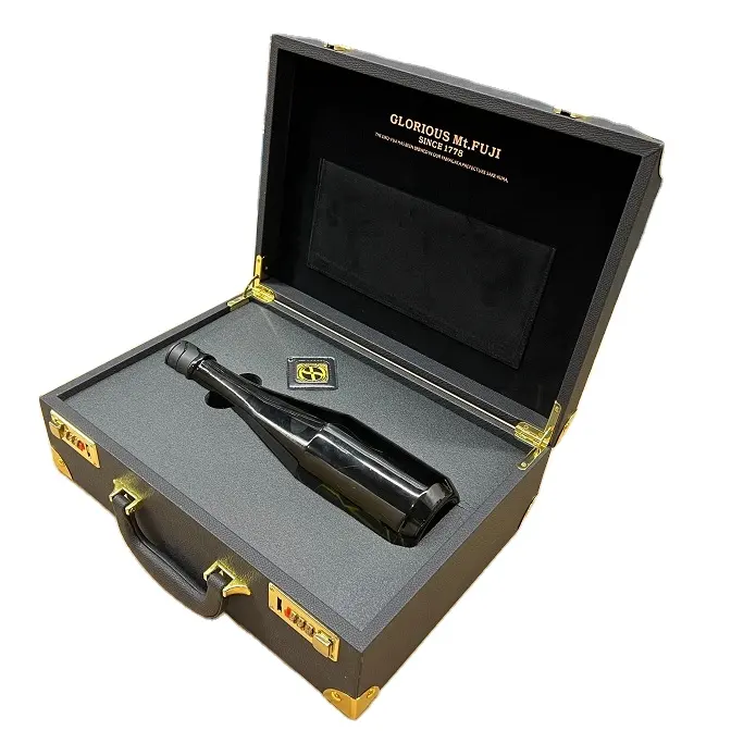 Luxus Schwarz Champagner Wein Geschenk verpackung Holz Leder Box mit doppelten Metall Digital schlössern und Münz kassette