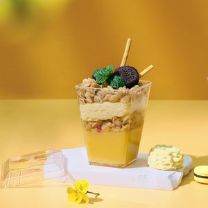 Gobelets à dessert carrés transparents en PS de 5 oz, jetables, à paroi simple, biodégradables, pour friandises - Product Image 2