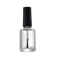 Flacon vide en verre pour vernis à ongles 5ml 10ml 15ml, forme plate, couvercle estampé or, scellé, couleur personnalisée, conteneur pour gels de construction avec pinceau