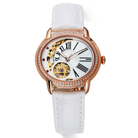 Montres mécaniques de luxe en acier, design d'usine et personnalisation par lots, avec cadran squelette diamanté similaire et mouvement à vis sans fin lumineux, pour marque privée