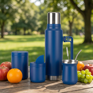 Bouteille isotherme classique à double paroi en acier inoxydable, tasse à yerba, pots à thé avec paille pour kit de maté argentin - Product Image 4