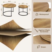 Table basse moderne avec plateau en bois, pieds réglables antidérapants, table d'appoint avec rangement pour salon, chambre, balcon