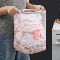 Panier à linge mural en maille, pliable, grande capacité, anti-poussière, pour salle de bain