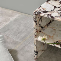 Table d'appoint moderne de luxe en marbre Calacatta Viola, meubles de salon, table basse ronde / carrée en pierre naturelle