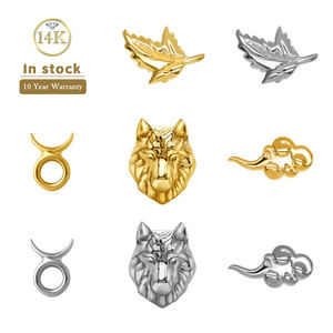 เครื่องประดับเจาะร่างกายแบบละเอียดอ่อน รุ่น Lotus 9k 14K 18K ทองคำแท้ ลายใบไม้หมาป่า ราศีพฤษภ ราศีกรกฎ ลายเมฆ แบบไม่มีเกลียว - Product Image 2