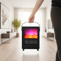 Chauffage électrique en céramique PTC effet flamme, puissance maximale 1500W, portable, avec commande mécanique et télécommande, idéal pour la maison