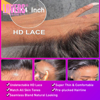 Perruques de cheveux humains lisses naturels de 30, 38, 40 pouces pour femmes noires, pré-épilées avec baby hair, perruques frontales HD sans colle, vente en gros