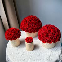 Bunga Abadi Buatan Tangan Buket Mawar Bentuk Jamur Hadiah Hari Valentine Hari Ibu Pemrosesan Kustom Model Cina