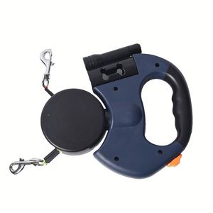 Laisse rétractable double pour chien, automatique, extensible, avec lumière LED, coupleur 360°, robuste, réglable, en tissu solide - Product Image 6