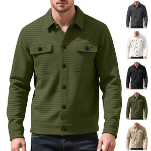 Nouvelle chemise décontractée unie à manches longues et col rabattu 100 % polyester anti-boulochage pour <span class=keywords><strong>homme</strong></span>, collection automne-hiver transfrontalière - Product Image 4