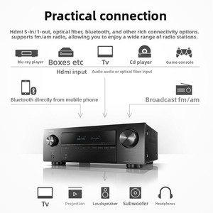 Amplificateur <span class=keywords><strong>HIFI</strong></span> <span class=keywords><strong>DENON</strong></span> AVR-X250BT, système audio home cinéma 5.1 canaux avec effets sonores Dolby, amplificateur de puissance - Product Image 5