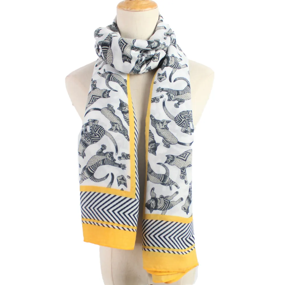 Meilleures ventes, foulard imprimé à motif animal direct de l'usine pour femmes, châles de printemps et d'été avec logo