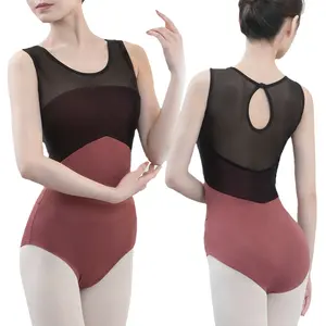 Malha preta dança collant gola alta Design sem mangas das mulheres sexy para treinamento Dancewear Ballet Ginástica Bodysuit Swimwear