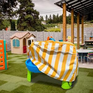 Cubierta para mesa de agua para exteriores, poliéster a rayas verde y blanco, protección duradera para juguetes de piscina, para jugar en la playa y en la arena - Product Image 2