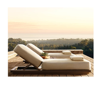 Moderne bronze Aluminium double chaise longue d'extérieur canapé ensembles ensemble de meubles villa chaise longue piscine transat jardin méridienne balcon chaise