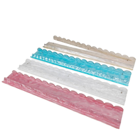 Supports de Mahjong Américain Magnétiques 2-en-1 en Acrylique de Luxe de Haute Qualité avec Poussoirs pour 4 Joueurs, Bordure Ondulée, Motif Coquille Bleue