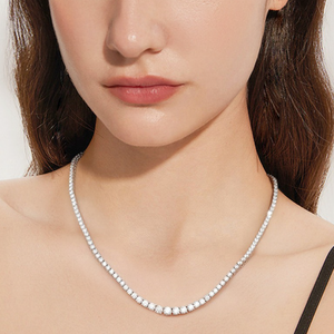 Edle Hip-Hop-Schmuckstücke: Iced Out 3mm bis 5mm D-Farbe Weiße VVS Moissanit Tennis-Kette Halskette aus 925 Sterling Silber, Geschenk für Damen und Herren - Product Image 5