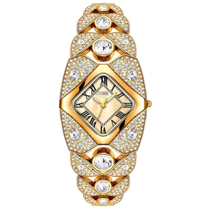 Fashionable Girls Metal Watch Waterproof Exquisite Brick Inlaid Quartz Watch Light Luxury <b>Clock</b> Gift JY Brand Watches for Girls - Product Image 1