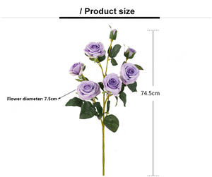 ดอกกุหลาบปลอม ดอกไม้ผ้าไหมเทียม กิ่งกุหลาบ 7 หัว สำหรับตกแต่งงานแต่งงาน - Product Image 6