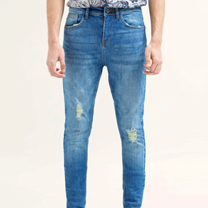 Jean pour homme 100 % coton, coupe droite taille haute, léger, séchage rapide, design urbain, écologique, sur mesure, vente en gros - Product Image 1