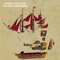 Reobrix 66049 2025 Nuevo Modelo MOC Revenge, Barco Pirata Creativo de Ladrillos, Juguetes de Ensamblaje para Niños, Regalo de Cumpleaños, Juego de Bloques de Construcción